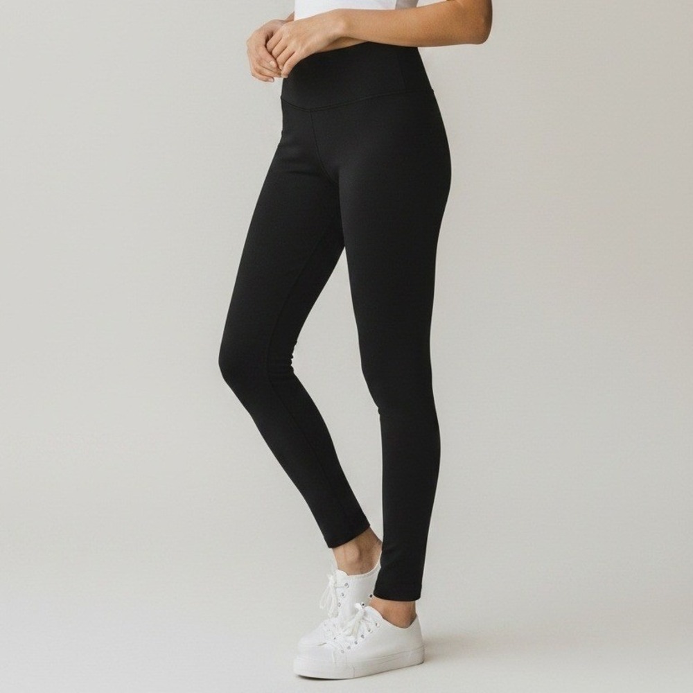 A New Day Womens Black High Waisted Leggings Size L Stretch Casual Yoga Pants